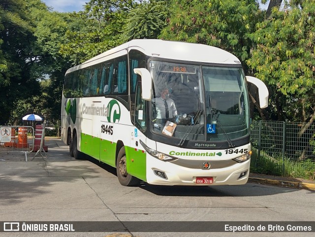 Viação Continental de Transportes 19445 na cidade de São Paulo, São Paulo, Brasil, por Espedito de Brito Gomes. Número da foto: #9644776.