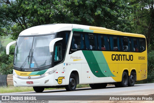 Empresa Gontijo de Transportes 18580 na cidade de Orizânia, Minas Gerais, Brasil, por Athos Lauriano do Prado. ID da foto: 9655675.