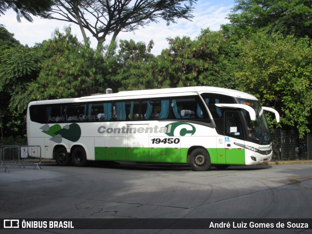 Viação Continental de Transportes 19450 na cidade de São Paulo, São Paulo, Brasil, por André Luiz Gomes de Souza. ID da foto: 9660097.