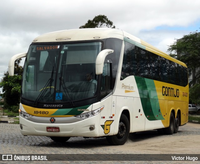 Empresa Gontijo de Transportes 18480 na cidade de Caruaru, Pernambuco, Brasil, por Victor Hugo. ID da foto: 9658365.