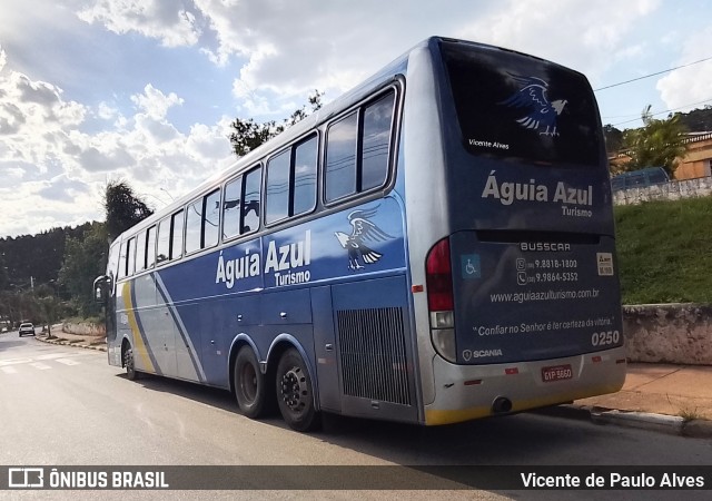 Águia Azul Turismo 0250 na cidade de Alumínio, São Paulo, Brasil, por Vicente de Paulo Alves. ID da foto: 9662714.