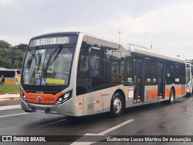 TRANSPPASS - Transporte de Passageiros 8 0035 na cidade de São Paulo, São Paulo, Brasil, por Guilherme Lucas Martins De Assunção. ID da foto: 9660958.