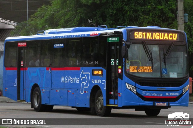 Viação Nossa Senhora da Penha RJ 188.070 na cidade de Nova Iguaçu, Rio de Janeiro, Brasil, por Lucas Alvim. ID da foto: 9662706.