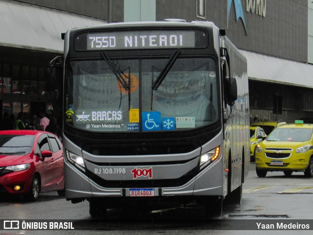 Auto Viação 1001 RJ 108.1198 na cidade de Rio de Janeiro, Rio de Janeiro, Brasil, por Yaan Medeiros. Número da foto: #9671592.