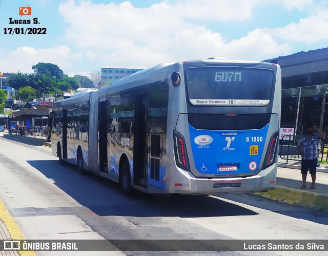 Viação Grajaú S.A. 6 1800 na cidade de São Paulo, São Paulo, Brasil, por Lucas Santos da Silva. ID da foto: 9669514.