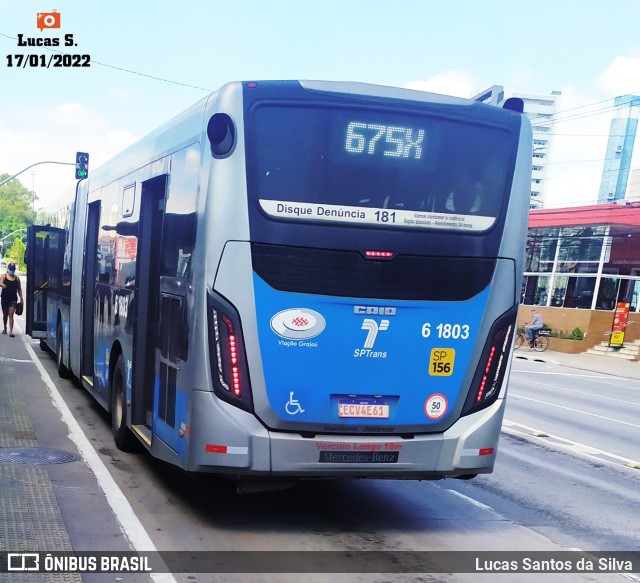 Viação Grajaú S.A. 6 1803 na cidade de São Paulo, São Paulo, Brasil, por Lucas Santos da Silva. Número da foto: #9669509.