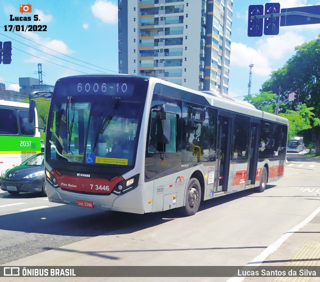 Viação Metrópole Paulista - Zona Sul 7 3446 na cidade de São Paulo, São Paulo, Brasil, por Lucas Santos da Silva. Número da foto: #9669479.