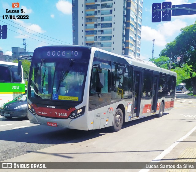 Viação Metrópole Paulista - Zona Sul 7 3446 na cidade de São Paulo, São Paulo, Brasil, por Lucas Santos da Silva. ID da foto: 9669479.