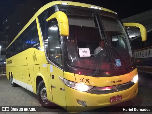 Viação Itapemirim 60081 na cidade de Belo Horizonte, Minas Gerais, Brasil, por Hariel Bernades. Número da foto: #9670796.