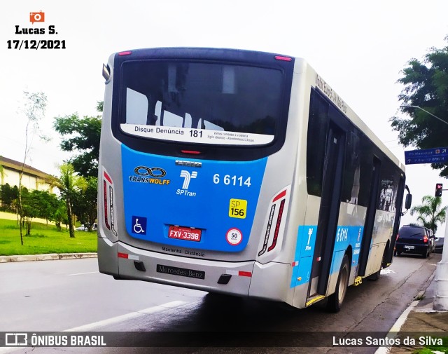 Transwolff Transportes e Turismo 6 6114 na cidade de São Paulo, São Paulo, Brasil, por Lucas Santos da Silva. Número da foto: #9616068.