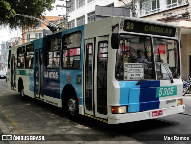 Viação Piracicabana Santos 5305 na cidade de Santos, São Paulo, Brasil, por Max Ramos. ID da foto: 9615383.