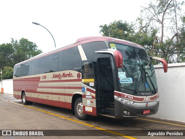 Santa Maria Fretamento e Turismo 710 na cidade de Araçatuba, São Paulo, Brasil, por Agnaldo Penides. ID da foto: 9616342.