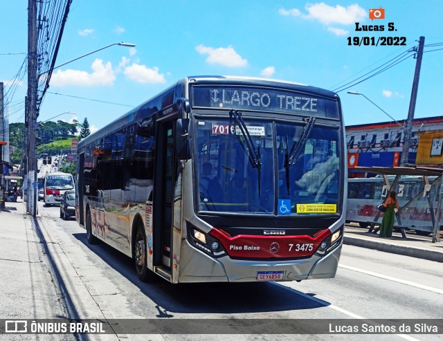 Viação Metrópole Paulista - Zona Sul 7 3475 na cidade de São Paulo, São Paulo, Brasil, por Lucas Santos da Silva. ID da foto: 9672763.