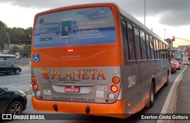 Planeta Transportes Rodoviários 3043 na cidade de Cariacica, Espírito Santo, Brasil, por Everton Costa Goltara. Número da foto: #9676649.