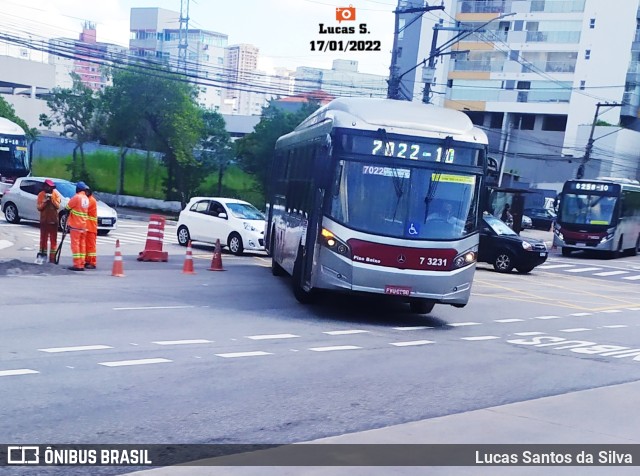 Viação Metrópole Paulista - Zona Sul 7 3231 na cidade de São Paulo, São Paulo, Brasil, por Lucas Santos da Silva. ID da foto: 9679383.