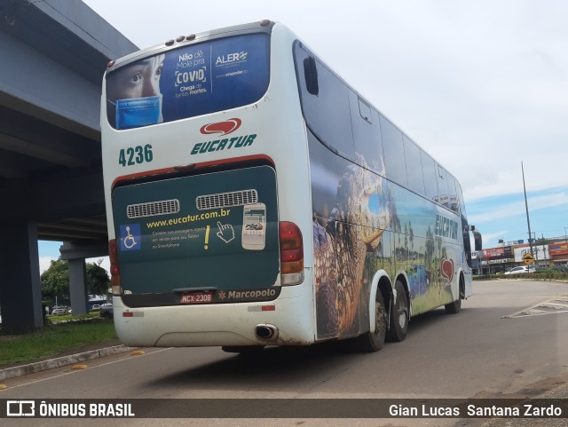 Eucatur - Empresa União Cascavel de Transportes e Turismo 4236 na cidade de Ji-Paraná, Rondônia, Brasil, por Gian Lucas  Santana Zardo. ID da foto: 9679095.