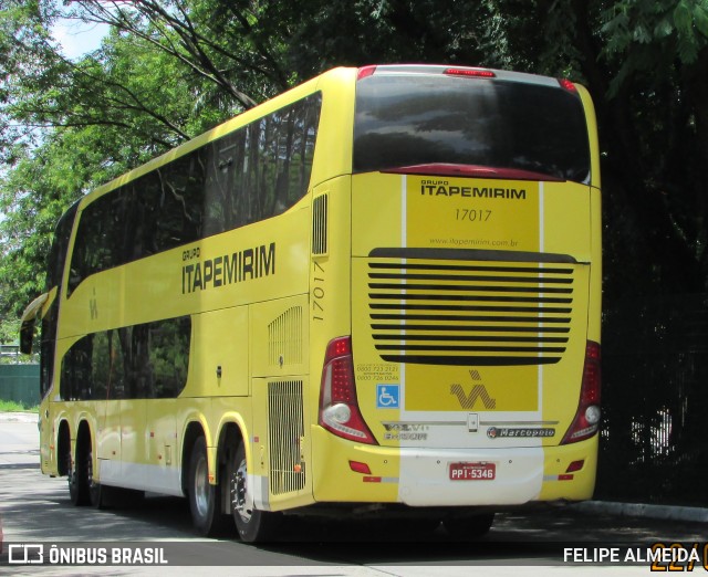 Viação Itapemirim 17017 na cidade de São Paulo, São Paulo, Brasil, por FELIPE ALMEIDA. ID da foto: 9681392.