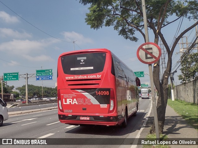 Lirabus 14098 na cidade de São Paulo, São Paulo, Brasil, por Rafael Lopes de Oliveira. ID da foto: 9682255.