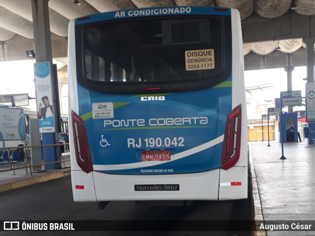 Viação Ponte Coberta RJ 190.042 na cidade de Nilópolis, Rio de Janeiro, Brasil, por Augusto César. ID da foto: 9686436.