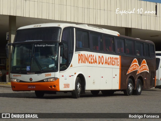 Auto Viação Princesa do Agreste 3090 na cidade de Caruaru, Pernambuco, Brasil, por Rodrigo Fonseca. ID da foto: 9689751.