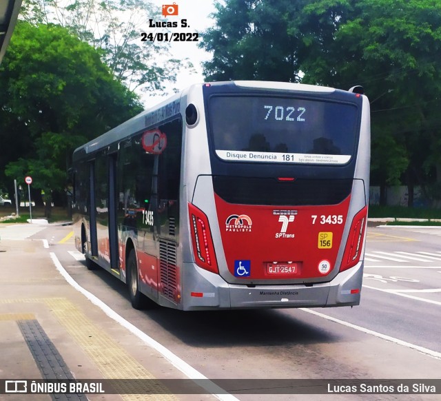 Viação Metrópole Paulista - Zona Sul 7 3435 na cidade de São Paulo, São Paulo, Brasil, por Lucas Santos da Silva. Número da foto: #9692417.