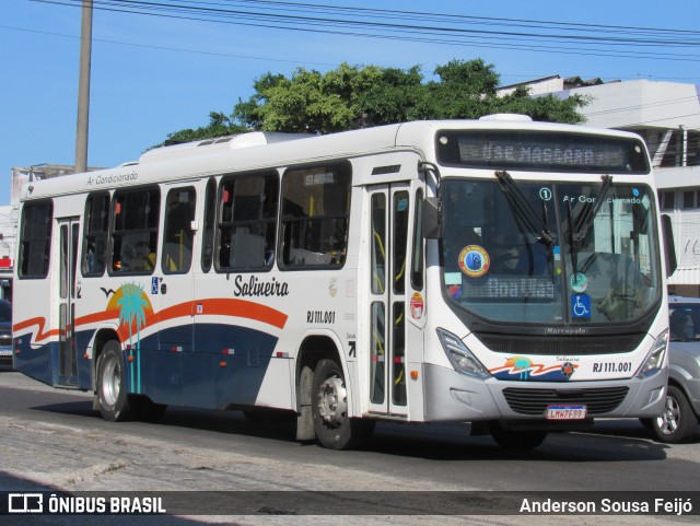 Auto Viação Salineira RJ 111.001 na cidade de Cabo Frio, Rio de Janeiro, Brasil, por Anderson Sousa Feijó. ID da foto: 9694270.