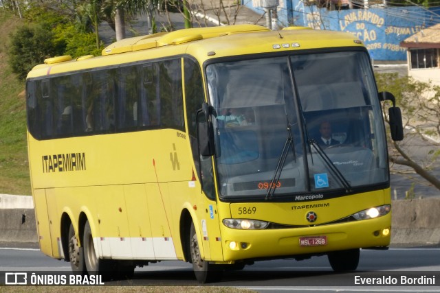 Viação Itapemirim 5869 na cidade de Caçapava, São Paulo, Brasil, por Everaldo Bordini. ID da foto: 9695000.