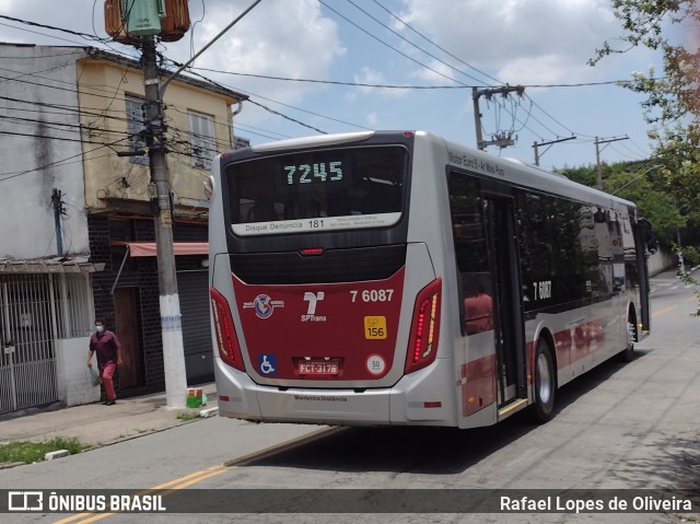 Viação Gatusa Transportes Urbanos 7 6087 na cidade de São Paulo, São Paulo, Brasil, por Rafael Lopes de Oliveira. ID da foto: 9696234.