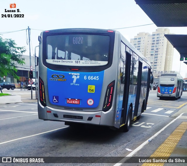 Transwolff Transportes e Turismo 6 6645 na cidade de São Paulo, São Paulo, Brasil, por Lucas Santos da Silva. Número da foto: #9700618.
