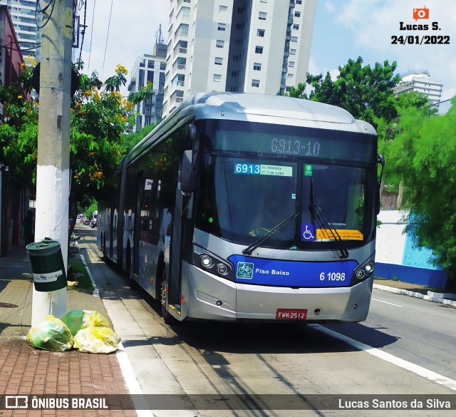 Viação Grajaú S.A. 6 1098 na cidade de São Paulo, São Paulo, Brasil, por Lucas Santos da Silva. ID da foto: 9700613.