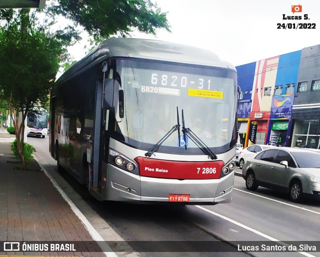 Viação Campo Belo 7 2806 na cidade de São Paulo, São Paulo, Brasil, por Lucas Santos da Silva. Número da foto: #9698220.
