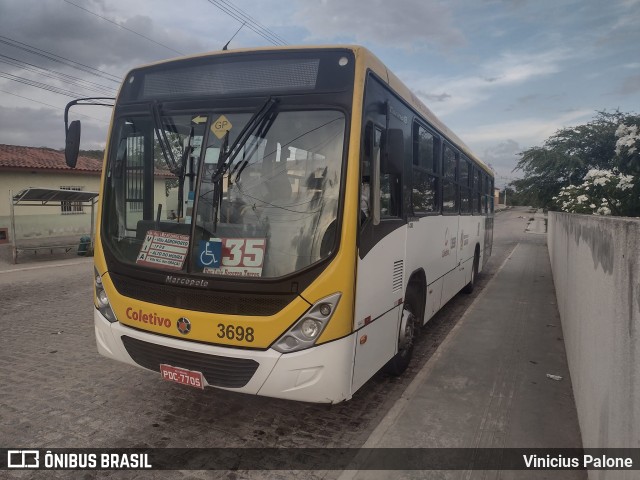 Coletivo Transportes 3698 na cidade de Caruaru, Pernambuco, Brasil, por Vinicius Palone. Número da foto: #9619796.