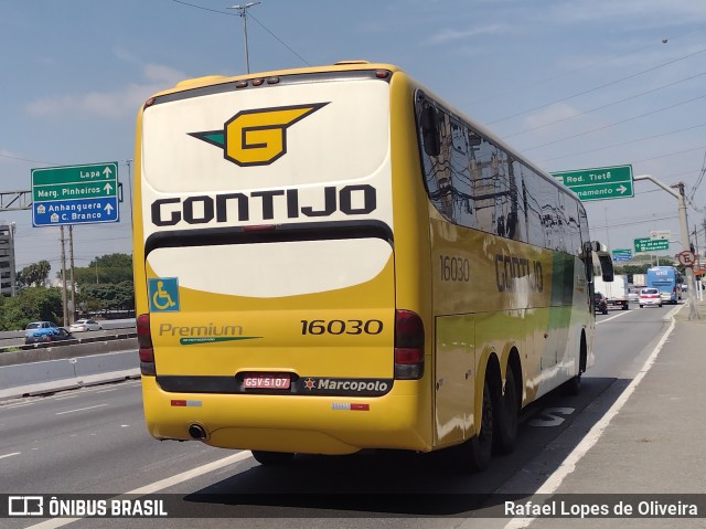 Empresa Gontijo de Transportes 16030 na cidade de São Paulo, São Paulo, Brasil, por Rafael Lopes de Oliveira. ID da foto: 9619294.