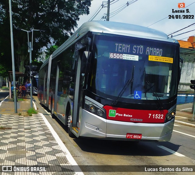 Viação Campo Belo 7 1522 na cidade de São Paulo, São Paulo, Brasil, por Lucas Santos da Silva. Número da foto: #9704859.