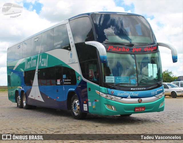Marlim Azul Turismo 1818 na cidade de Vitória da Conquista, Bahia, Brasil, por Tadeu Vasconcelos. Número da foto: #9706878.