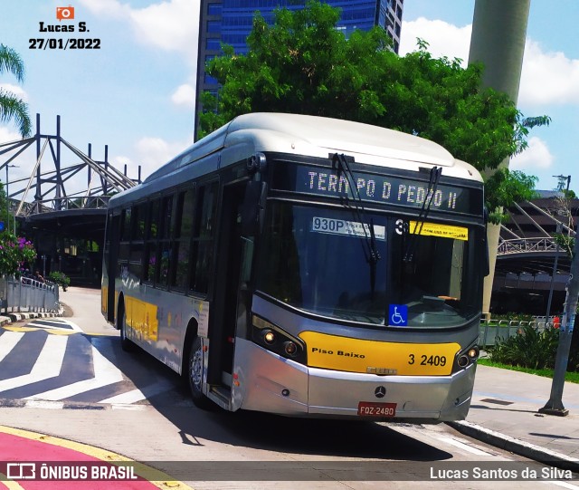 Viação Metrópole Paulista - Zona Leste 3 2409 na cidade de São Paulo, São Paulo, Brasil, por Lucas Santos da Silva. Número da foto: #9707321.