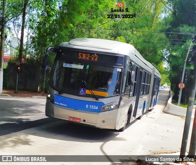 Viação Grajaú S.A. 6 1534 na cidade de São Paulo, São Paulo, Brasil, por Lucas Santos da Silva. ID da foto: 9710388.