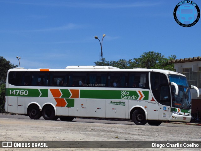 Cia. São Geraldo de Viação 14760 na cidade de Vitória da Conquista, Bahia, Brasil, por Diego Charlis Coelho. ID da foto: 9624463.