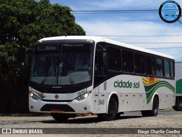 Viação Cidade Sol 5840 na cidade de Vitória da Conquista, Bahia, Brasil, por Diego Charlis Coelho. ID da foto: 9626389.