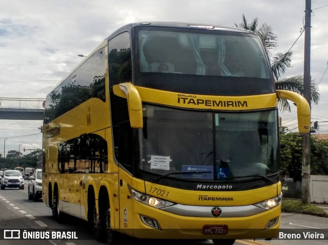 Viação Itapemirim 17021 na cidade de Campos dos Goytacazes, Rio de Janeiro, Brasil, por Breno Vieira. ID da foto: 9624551.