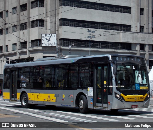 Viação Metrópole Paulista - Zona Leste 3 2248 na cidade de São Paulo, São Paulo, Brasil, por Matheus Felipe. Número da foto: #9630923.