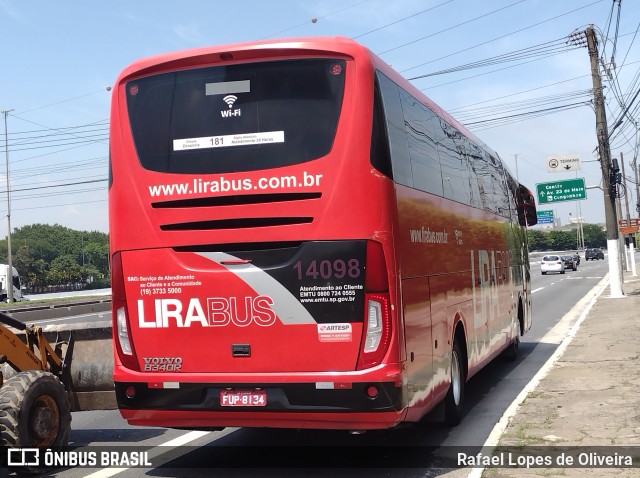 Lirabus 14098 na cidade de São Paulo, São Paulo, Brasil, por Rafael Lopes de Oliveira. Número da foto: #9633402.