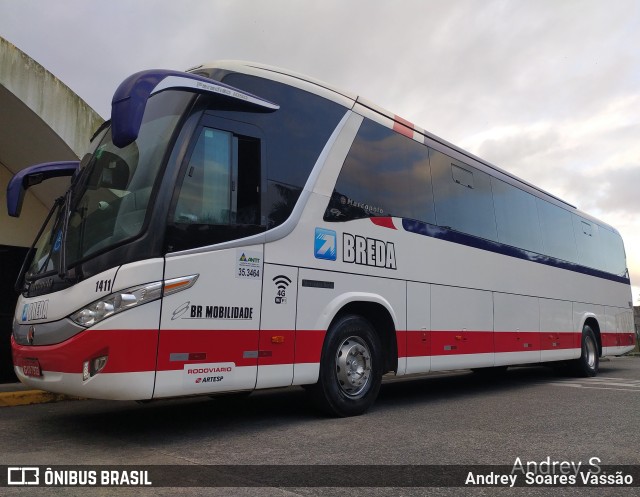 Breda Transportes e Serviços 1411 na cidade de Cubatão, São Paulo, Brasil, por Andrey  Soares Vassão. ID da foto: 9638478.