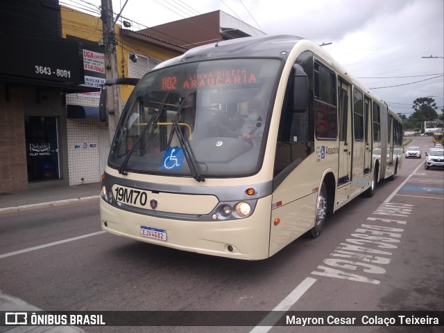 Araucária Transportes Coletivos 19M70 na cidade de Araucária, Paraná, Brasil, por Mayron Cesar  Colaço Teixeira. ID da foto: 9638851.