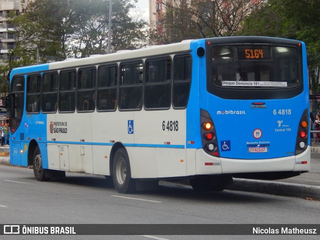 Viação Paratodos > São Jorge > Metropolitana São Paulo > Mobibrasil 6 4818 na cidade de São Paulo, São Paulo, Brasil, por Nicolas Matheusz. Número da foto: #10464153.