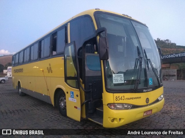 Viação Itapemirim 8543 na cidade de Manhuaçu, Minas Gerais, Brasil, por André Lourenço de Freitas. ID da foto: 10469548.