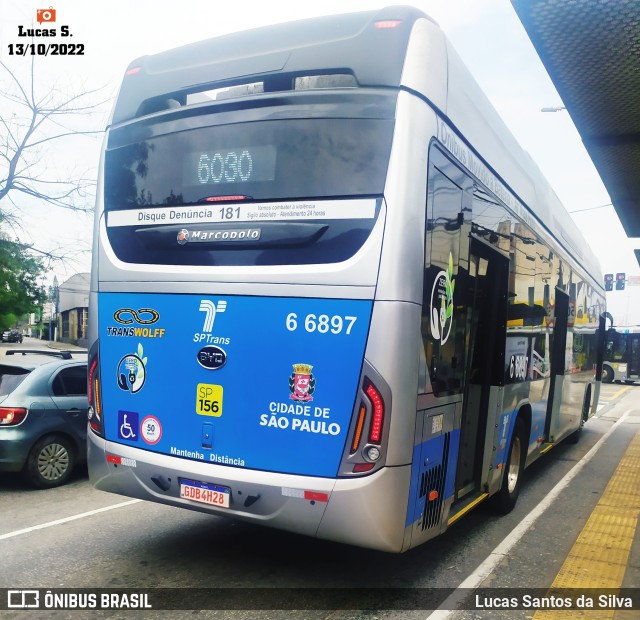 Transwolff Transportes e Turismo 6 6897 na cidade de São Paulo, São Paulo, Brasil, por Lucas Santos da Silva. Número da foto: #10479964.