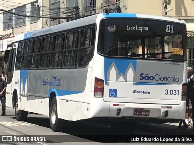 Auto Ônibus Alcântara 3.031 na cidade de São Gonçalo, Rio de Janeiro, Brasil, por Luiz Eduardo Lopes da Silva. ID da foto: 10478142.