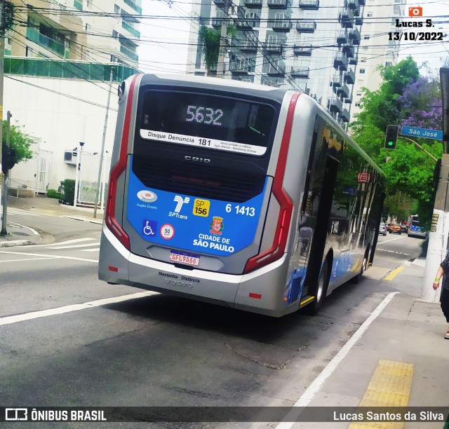 Viação Grajaú S.A. 6 1413 na cidade de São Paulo, São Paulo, Brasil, por Lucas Santos da Silva. Número da foto: #10479990.