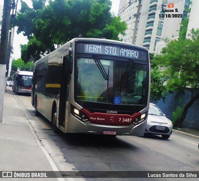 Viação Metrópole Paulista - Zona Sul 7 3487 na cidade de São Paulo, São Paulo, Brasil, por Lucas Santos da Silva. Número da foto: #10484900.